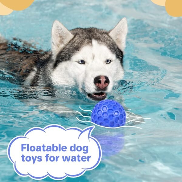 Indestructible Squeaky Dog Ball, Relieves Anxiety, Cleans Teeth, Interactive Chew Toy for Aggressive Chewers, Dog Toy for Large Breeds, Outdoor Waterproof - Image 2