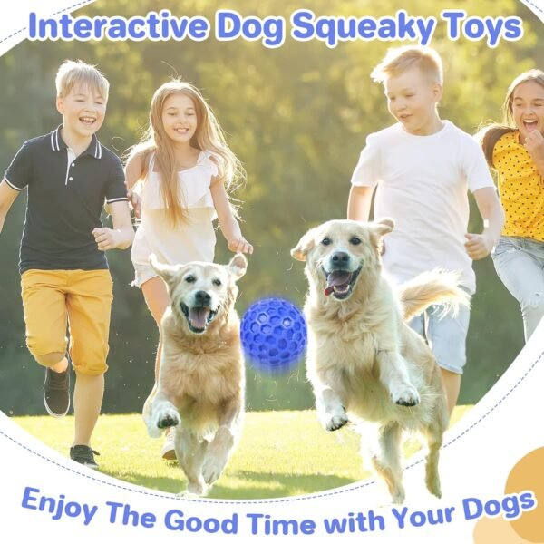 Indestructible Squeaky Dog Ball, Relieves Anxiety, Cleans Teeth, Interactive Chew Toy for Aggressive Chewers, Dog Toy for Large Breeds, Outdoor Waterproof - Image 3