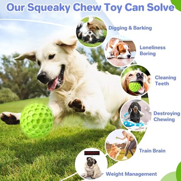 Indestructible Squeaky Dog Balls, Dog Toys for Aggressive Chewers Large Breed for Relieving Anxiety, Tough Dog Chew Toys Balls for Aggressive Chewers, Outdoor Squeaky Dog Toys for Large Dogs - Image 9
