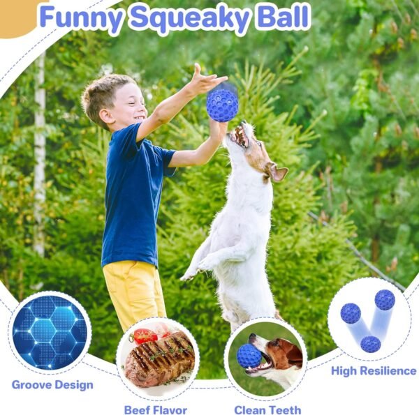 Indestructible Squeaky Dog Ball, Relieves Anxiety, Cleans Teeth, Interactive Chew Toy for Aggressive Chewers, Dog Toy for Large Breeds, Outdoor Waterproof - Image 6