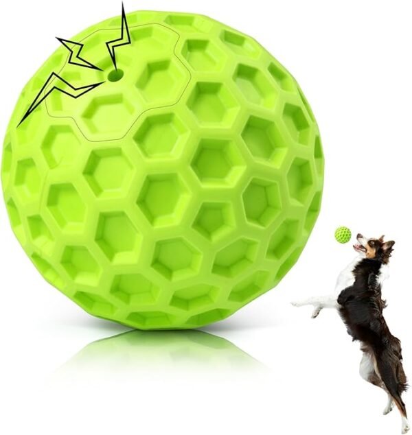Indestructible Squeaky Dog Balls, Dog Toys for Aggressive Chewers Large Breed for Relieving Anxiety, Tough Dog Chew Toys Balls for Aggressive Chewers, Outdoor Squeaky Dog Toys for Large Dogs