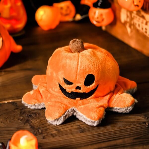 Halloween Pirate Pumpkin Octopus Reversible Flip Plush Dog Toy - Image 3