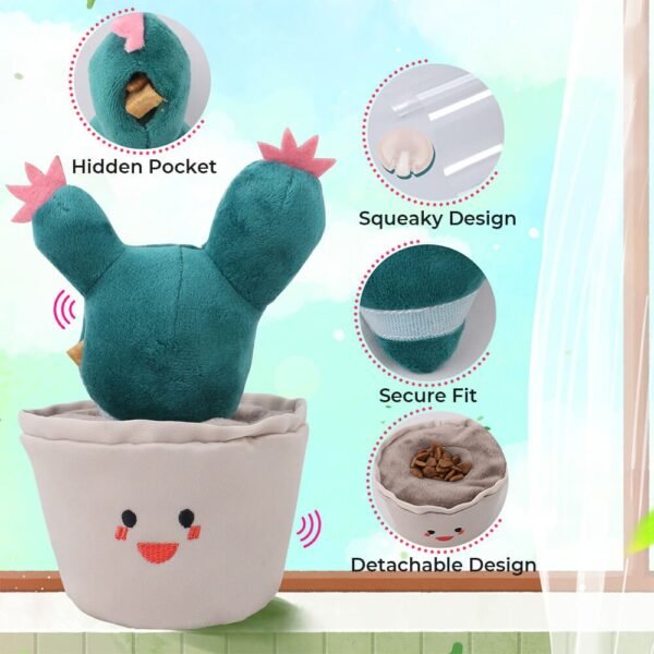 Cactus Plush Squeaky Dog Toy  Slow Feeder Interactive Toy - Image 2