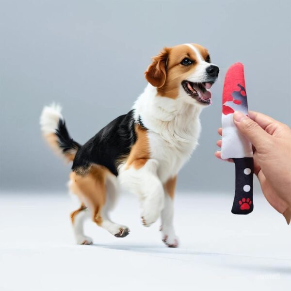 Halloween Knife Squeaky Chew Plush Dog Toy - Image 2
