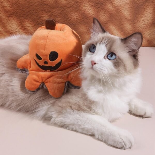 Halloween Pirate Pumpkin Octopus Reversible Flip Plush Dog Toy - Image 2