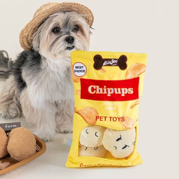 Fun Potato Chips Burger Squeaky Dog Chew Toy - Image 2