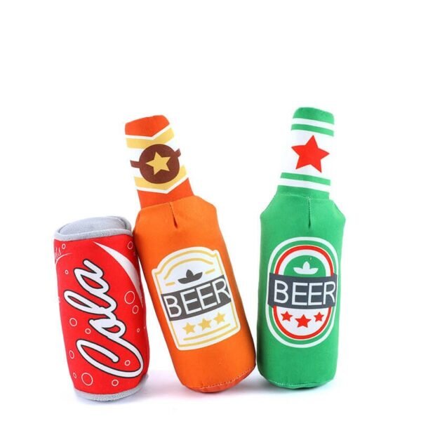 Funny Cute Plush Squeaky Dog Toys Beer and Drinks Chew Toys - Image 4