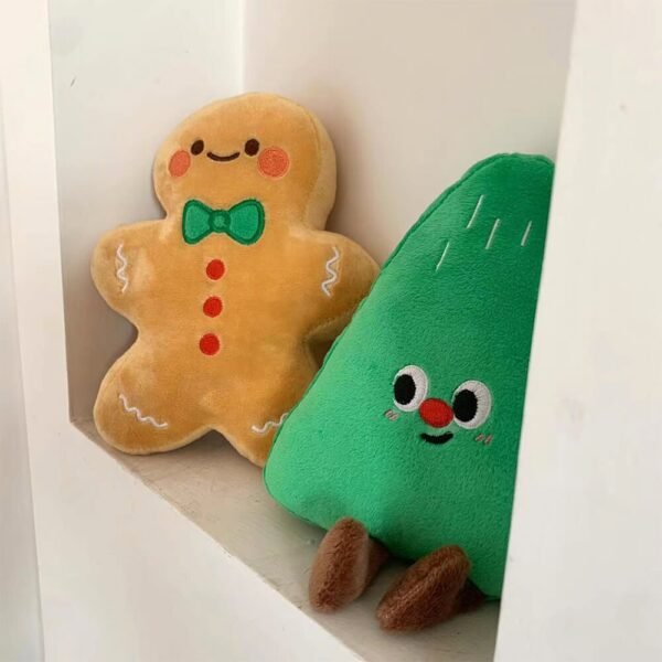 Christmas Gingerbread Man Doll Interactive Plush Dog Toy - Image 5