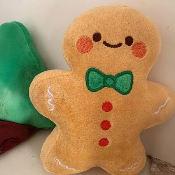 Christmas Gingerbread Man Doll Interactive Plush Dog Toy - Image 3
