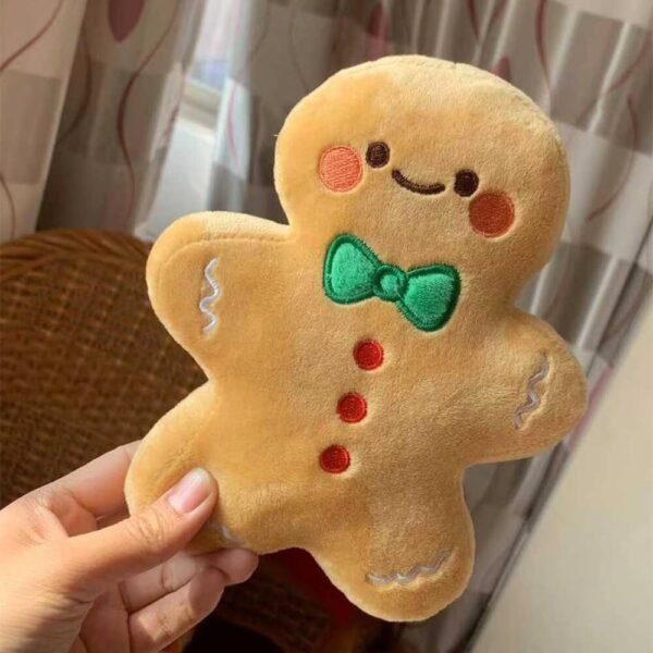 Christmas Gingerbread Man Doll Interactive Plush Dog Toy - Image 2