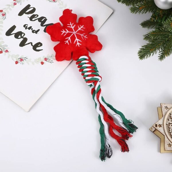 Christmas Linen Cotton Rope Teeth Cleaning Interactive Plush Dog Toy - Image 10
