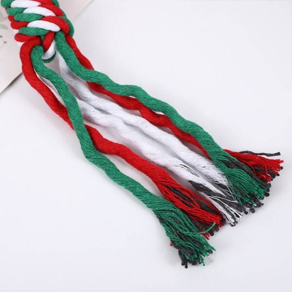 Christmas Linen Cotton Rope Teeth Cleaning Interactive Plush Dog Toy - Image 3