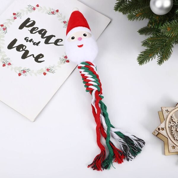 Christmas Linen Cotton Rope Teeth Cleaning Interactive Plush Dog Toy - Image 9