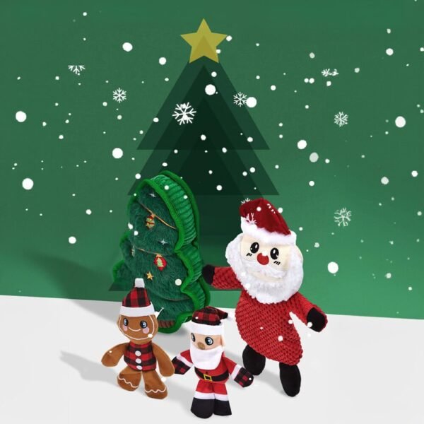Christmas Tree Squeaky Teeth Cleaning Chew Interactive Plush Dog Toy - Image 2