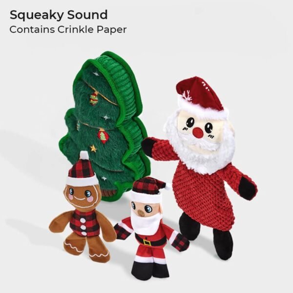 Christmas Tree Squeaky Teeth Cleaning Chew Interactive Plush Dog Toy - Image 3