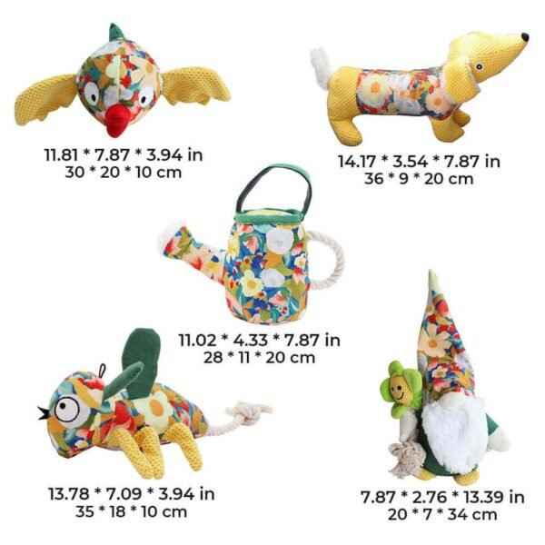 Floral Print Canvas Dog Chew Resistant Toy Squeaky Toy - Image 4
