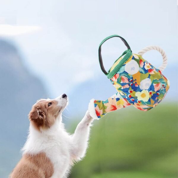 Floral Print Canvas Dog Chew Resistant Toy Squeaky Toy - Image 2