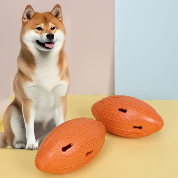 Football-Shaped Dog Chew Toy Hidden Treats Interactive Toy - Image 4