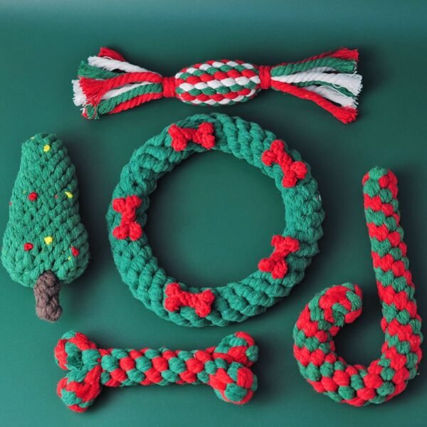 Christmas Cotton Rope Toy Chew Resistant Luxury Dog Gifts Teething Toys - Image 2