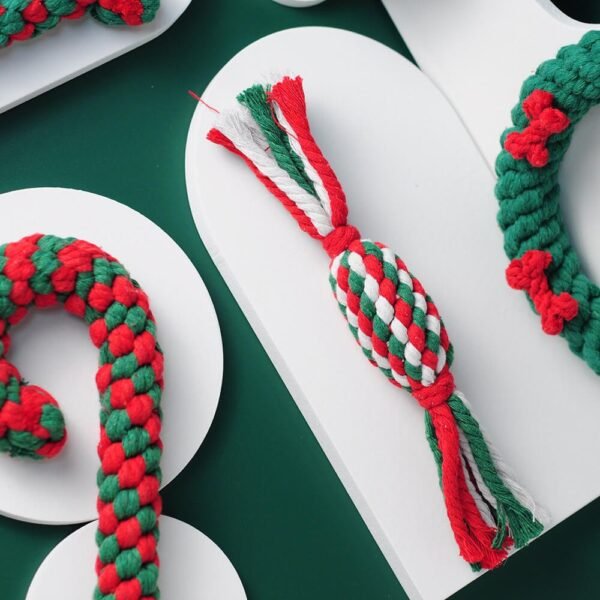 Christmas Cotton Rope Toy Chew Resistant Luxury Dog Gifts Teething Toys - Image 3