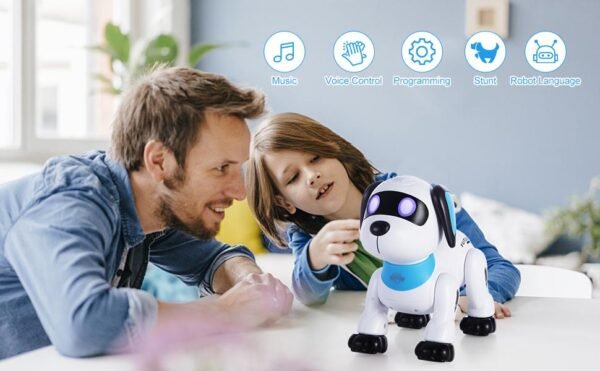 Remote Control Robot Dog Toy – Programmable Smart Robot Dog for Kids 3+, Interactive Dancing & Sound, RC Stunt Robot Toys with LED Eyes, Electronic Pet Toy Dog for Boys & Girls Gifts (Blue) - Image 4
