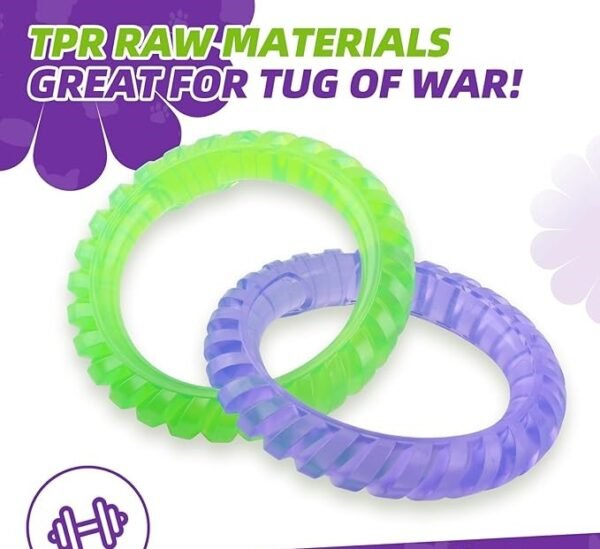 2-Ring Tug Toy Training Teething Interactive Dog Toy Chewer - Image 2