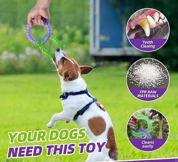 2-Ring Tug Toy Training Teething Interactive Dog Toy Chewer - Image 3