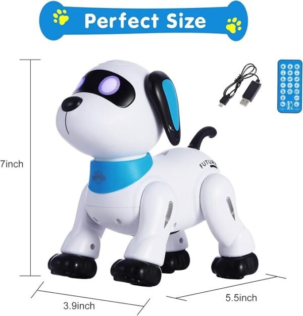 Remote Control Robot Dog Toy – Programmable Smart Robot Dog for Kids 3+, Interactive Dancing & Sound, RC Stunt Robot Toys with LED Eyes, Electronic Pet Toy Dog for Boys & Girls Gifts (Blue) - Image 5