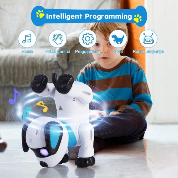 Remote Control Robot Dog Toy – Programmable Smart Robot Dog for Kids 3+, Interactive Dancing & Sound, RC Stunt Robot Toys with LED Eyes, Electronic Pet Toy Dog for Boys & Girls Gifts (Blue) - Image 7
