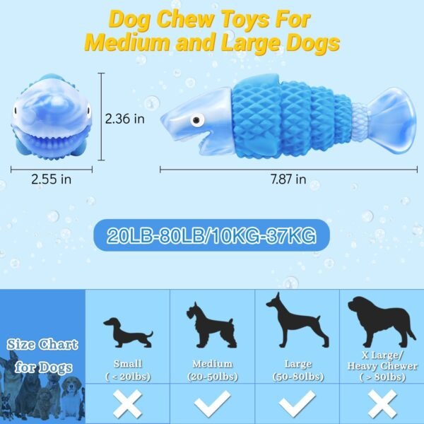 Blue Shark Tough Dog Toys for Aggressive Chewers - Image 2