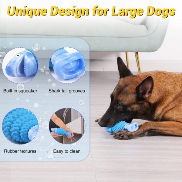 Blue Shark Tough Dog Toys for Aggressive Chewers - Image 4